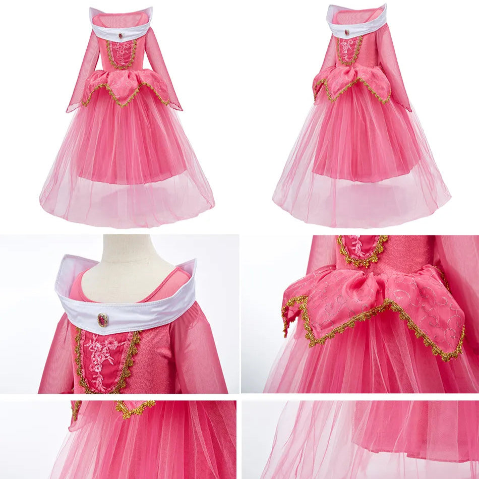 Fantasia Infantil Vestido Princesa Rosa de Conto de Fadas
