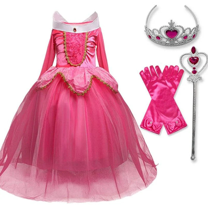 Fantasia Infantil Vestido Princesa Rosa de Conto de Fadas