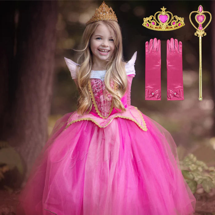 Fantasia Infantil Vestido Princesa Rosa de Conto de Fadas